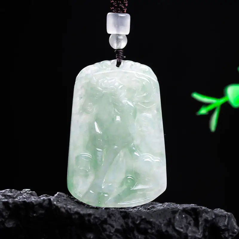 Light green jade horse pendant, translucent and lustrous, exquisitely crafted for attracting wealth