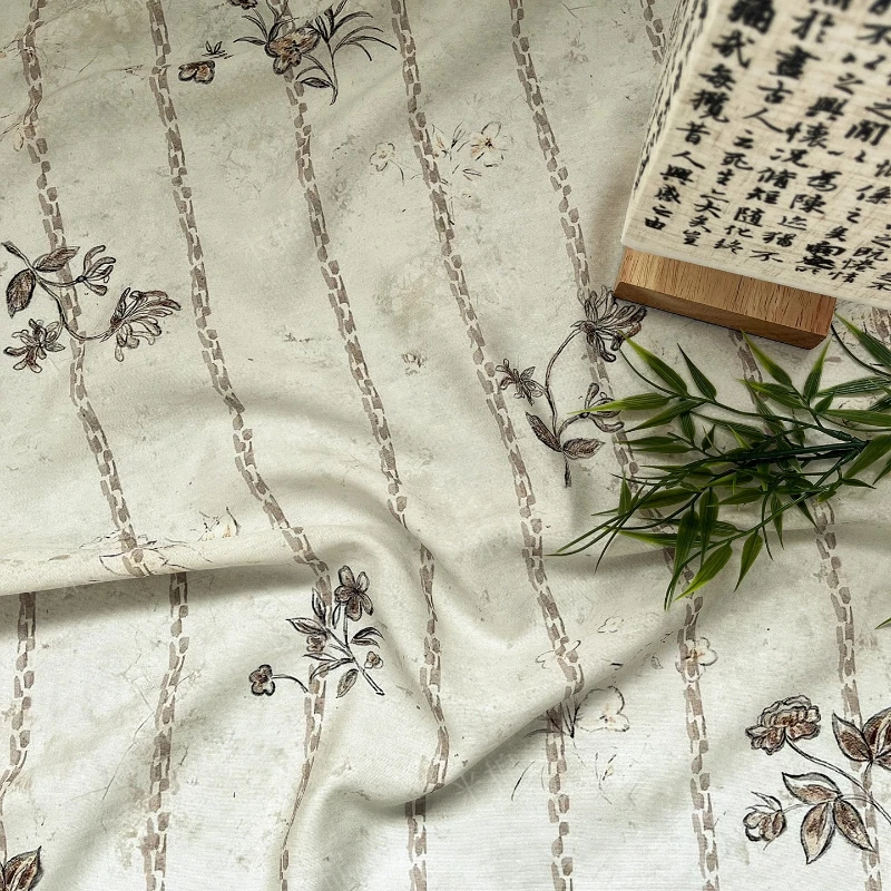 

L100cm X W150cm Chinese Style Cotton Print Cheongsam Dress Hanfu Qipao Designer Fabric Handmade for Sewing Home Crafts Material