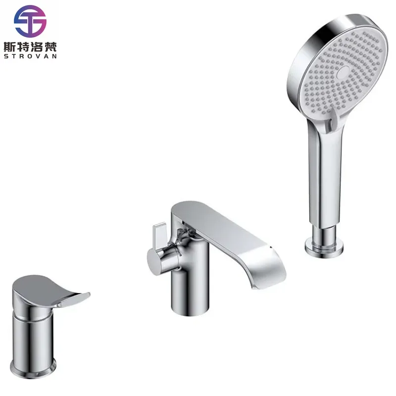 تصميم جديد اثنين من وظيفة الحمام صنبور حوض الاستحمام لحوض بالوعة دش مجموعة مغسلة الحنفية #1