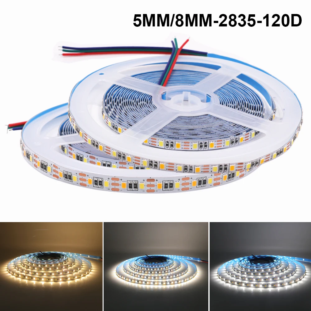 5V 5MM 8MM FPCB CCT taśma LED 5M 120LEDs/M regulowana temperatura barwowa 3000K-6500K 2835 SMD elastyczna taśma LED wstążka