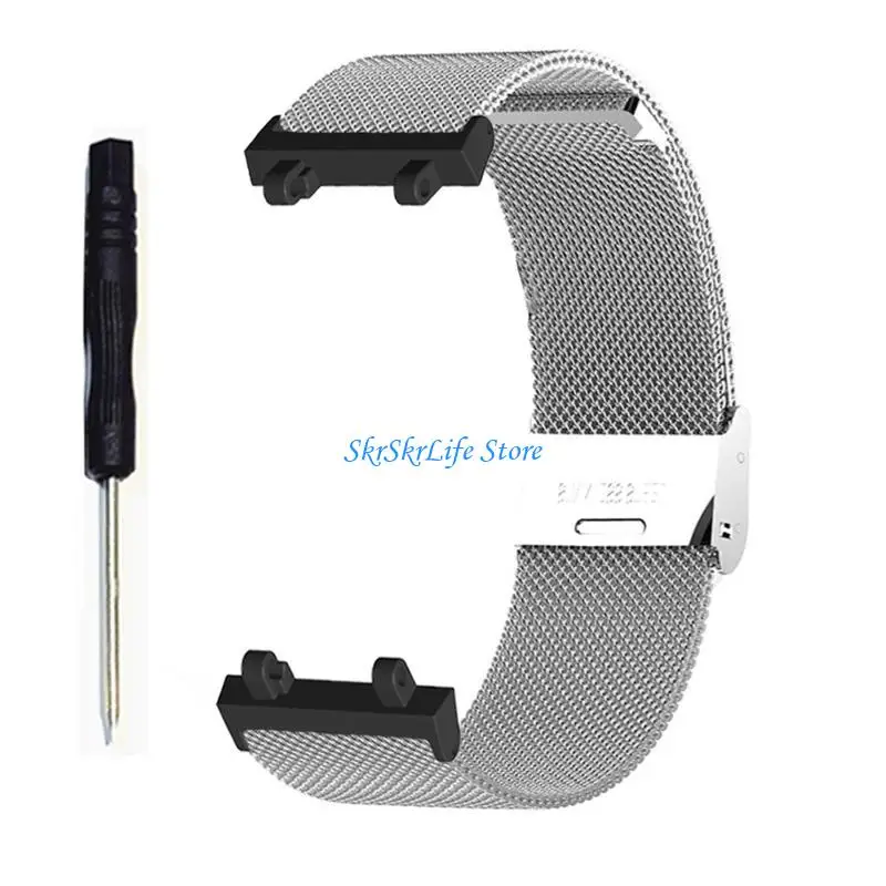 

E65E Metal Mesh Strap for AmazfitT Rex 2 Sweatproof Bracelet Loop StainlessWrist Band