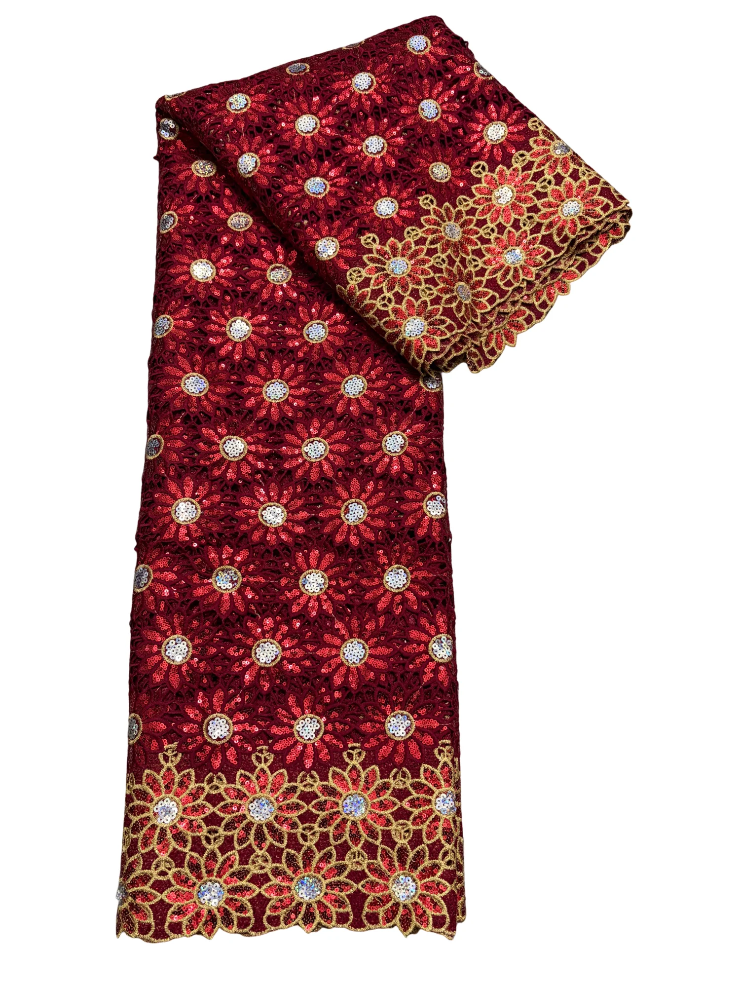 

Fashion African Bicolor Guipure Cord Sequin Lace Fabric 2025 High Quality Nigeria Water Soluble Lace For Women Evening Dress HDF