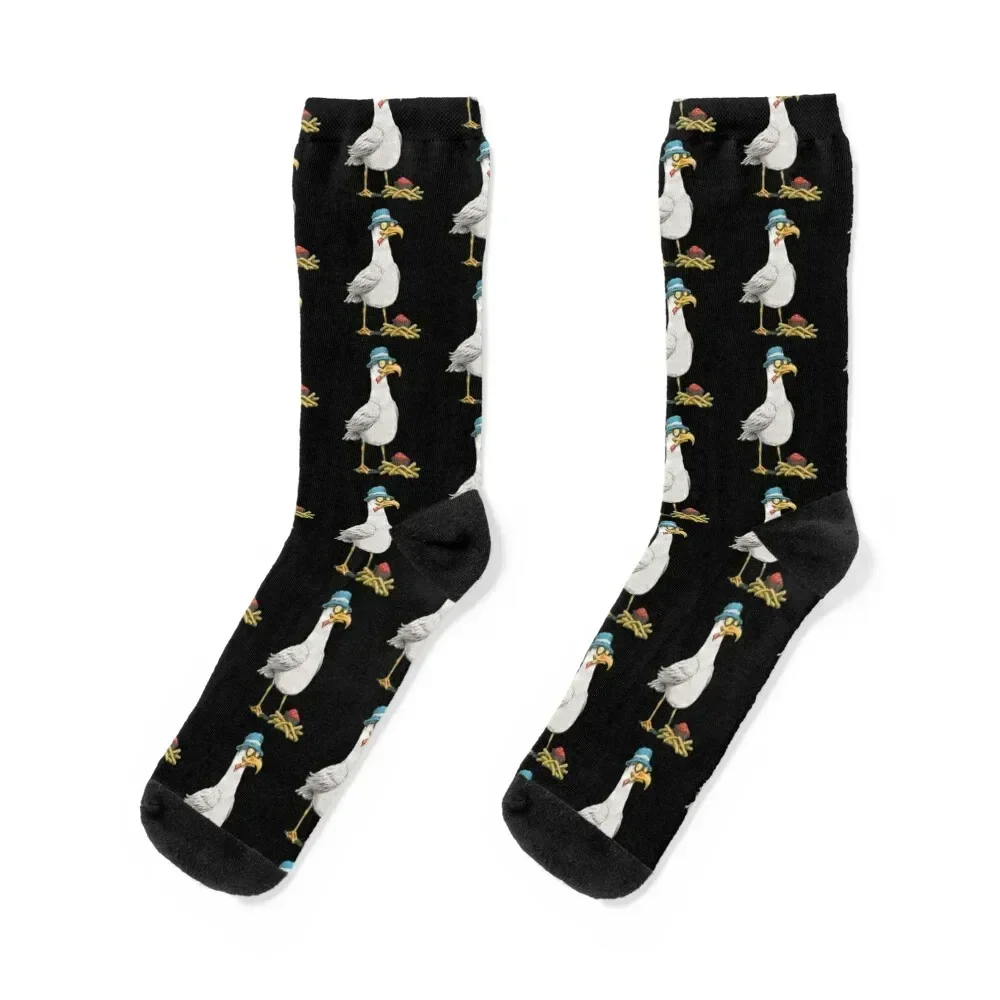 Seagull with fries Classic Socks new year retro shoes tennis Socks Woman Men's