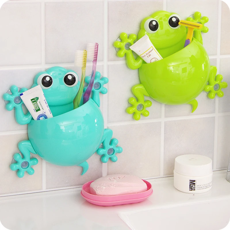 Cartoon Animals Toothbrush Holder Bathroom Accessories Set Wall Mount Suction Cup Toothpaste Toothbrush Storage Rack for Child