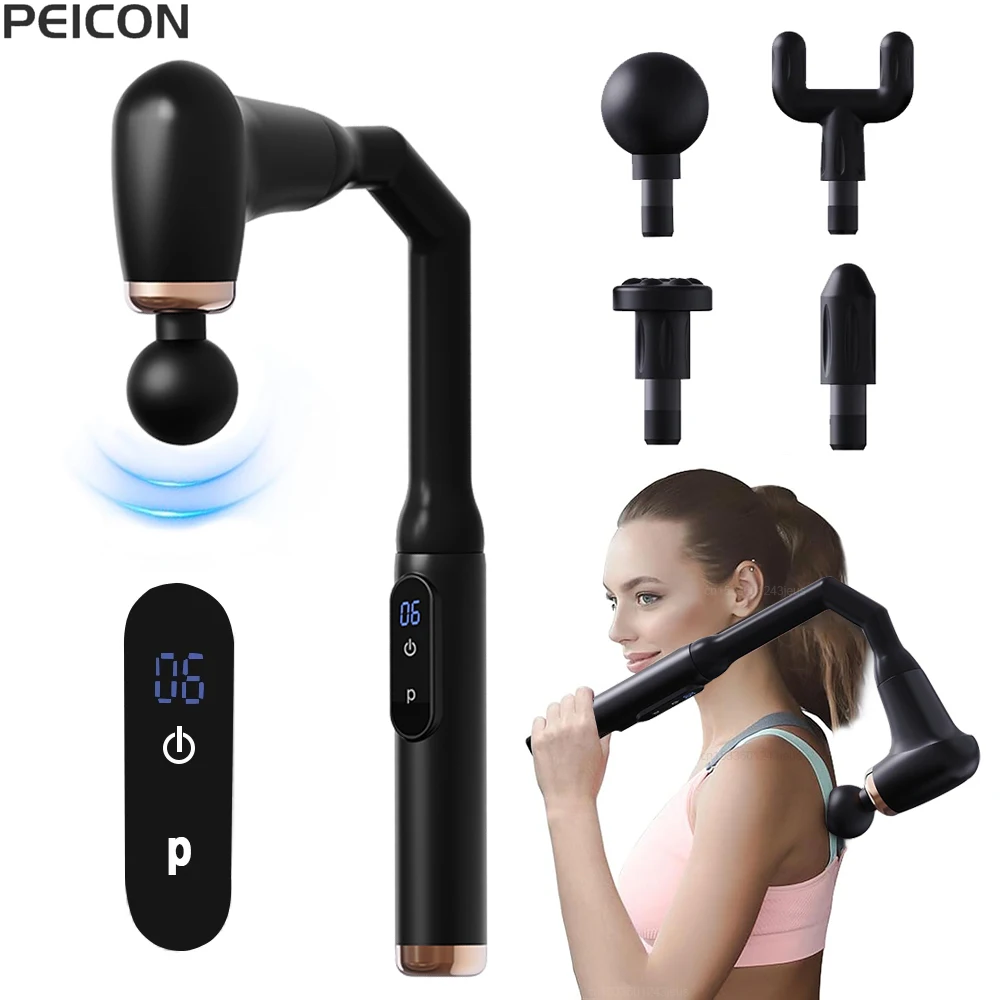 Fascia Gun Muscle Massager Gun High Frequency Body Back Shoulder Waist Massager Machine Fascia Massage Gun with Extended Handle