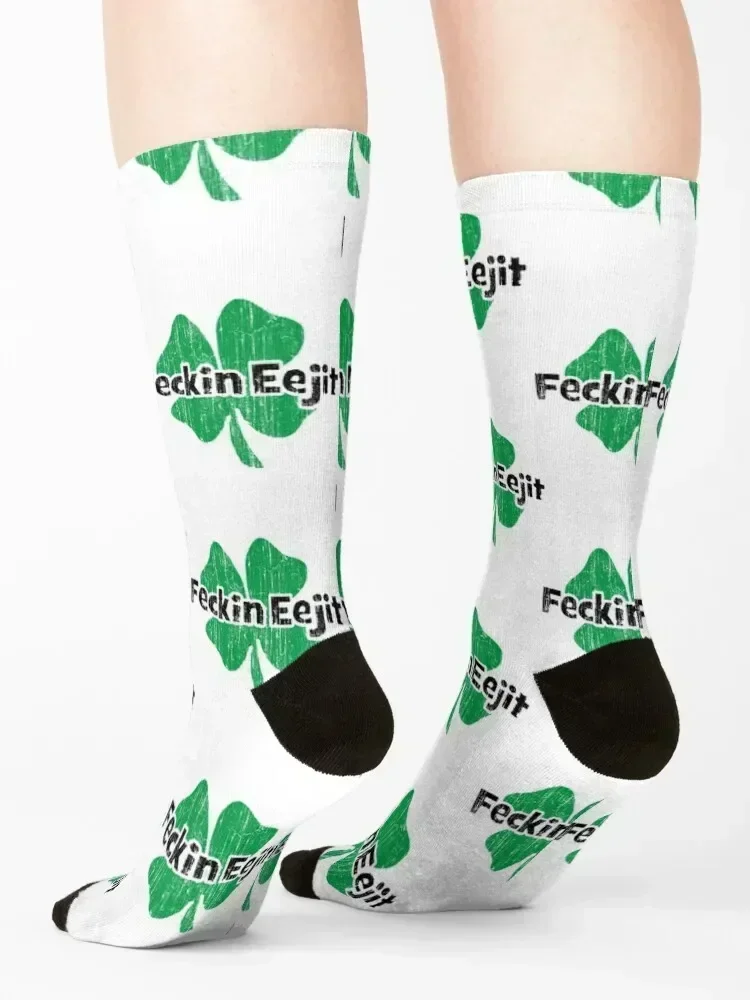 Feckin Eejit feckin eejit Socks crazy halloween christmas gift short Ladies Socks Men's