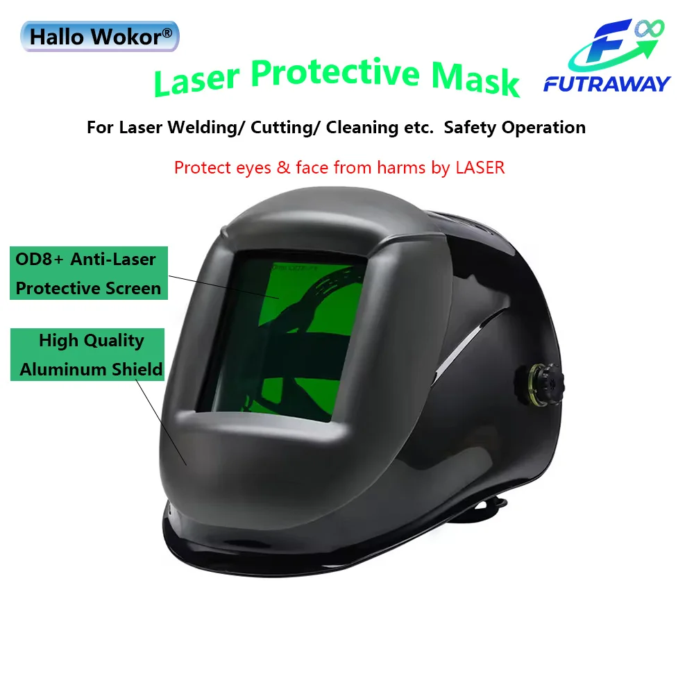 HALLO WOKOR OD8+ Laser Safety Welding Helmet Fiber YAG UV Laser 190-450nm & 800-1800nm Protect for Laser Welding Cutting Machine