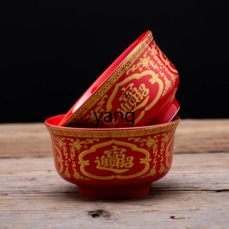 

YHM Gong Zhai Bowl Water Offering Bowl Buddhist Ceramics Red
