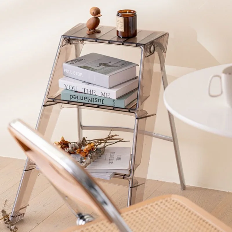 Step Stools & Step Ladders Kitchen Furniture, Creative Portable Acrylic Folding Chair, Indoor Transparent 3‑Step Stool image 2