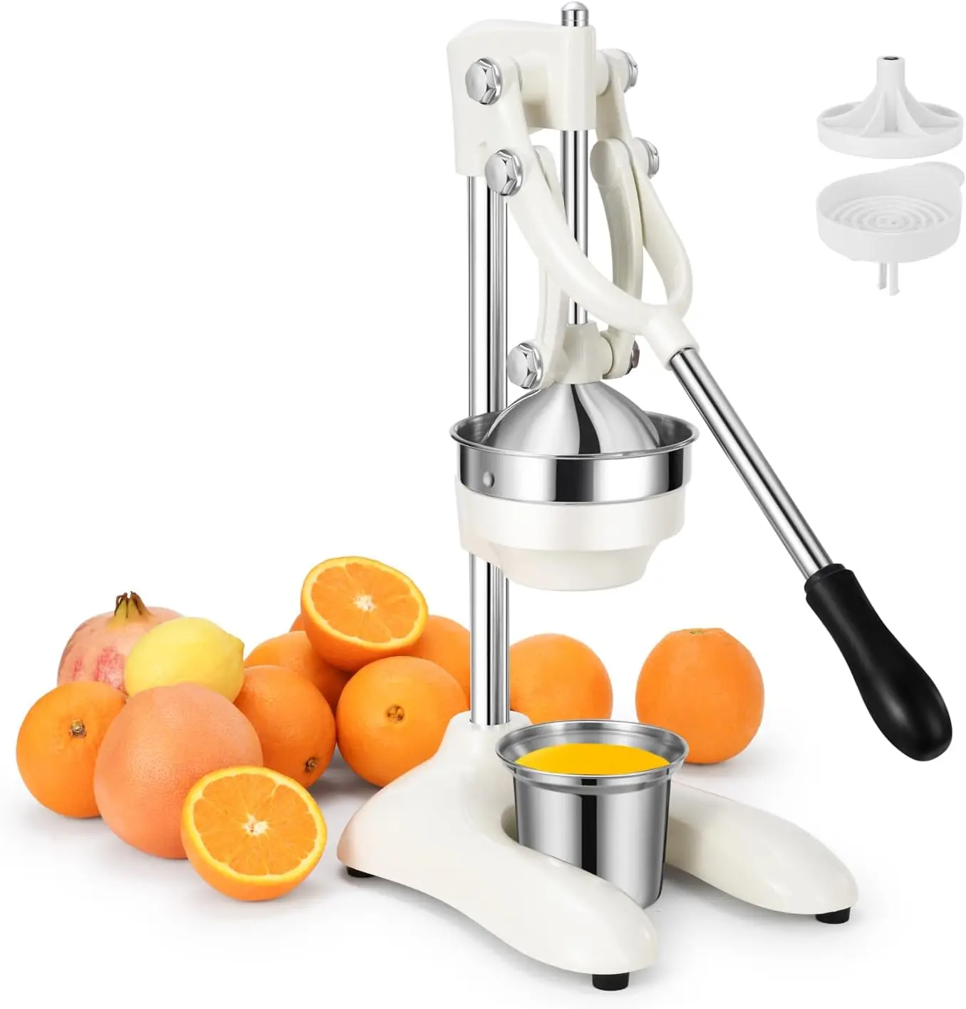 

XXL Cast Iron Citrus Juicer with Stainless Steel Cup, Dual Pattern, Heavy-Duty Manual Juicer for Oranges, Lemons, Limes