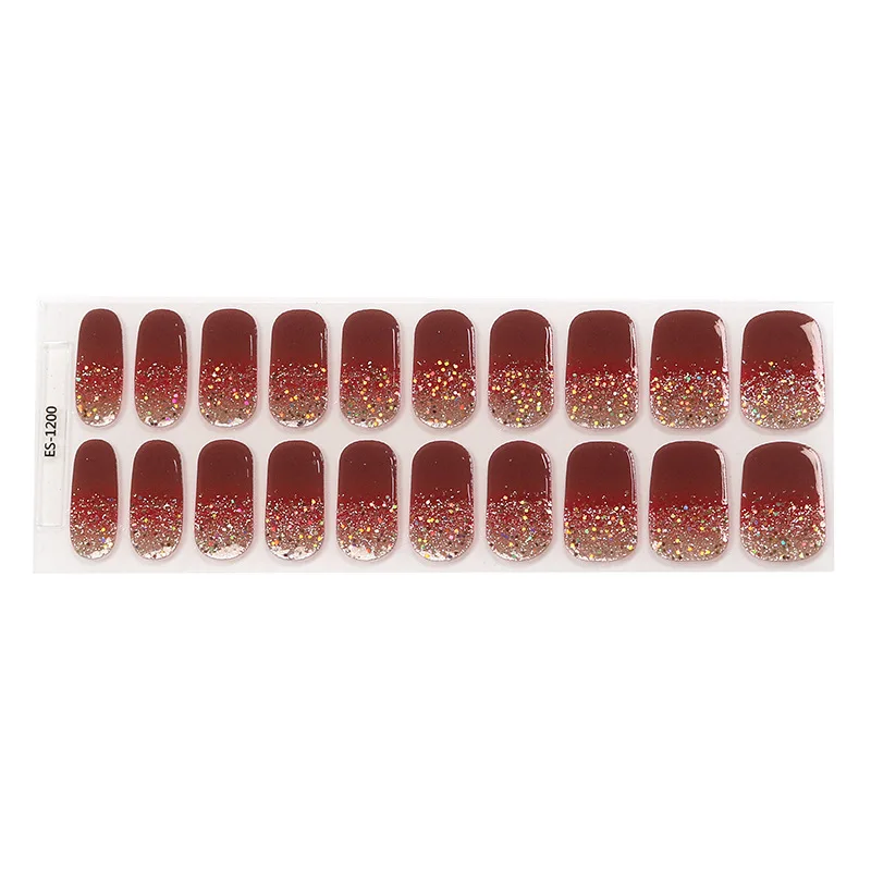 20팁스 가을 겨울 플래시 UV 세미 베이크드 젤 네일 스티커 도매 램프 네일 폴리쉬 글루 네일 스티커