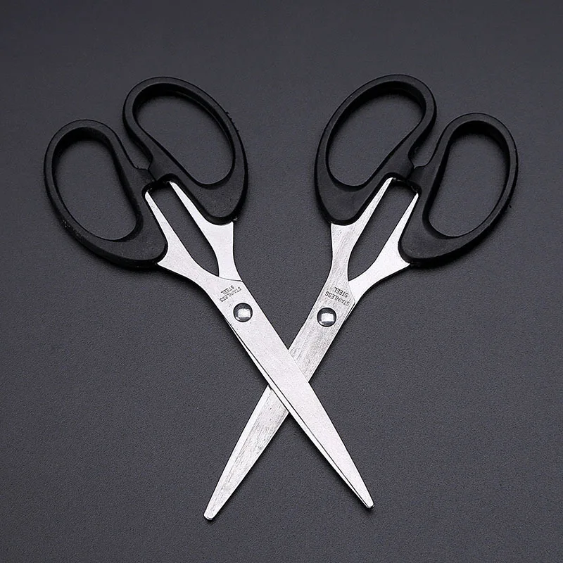 1p High-Grade Black Scissors Office Manual Paper-Cutting Student Manual Model Essential Stainless Steel Office School Supplies