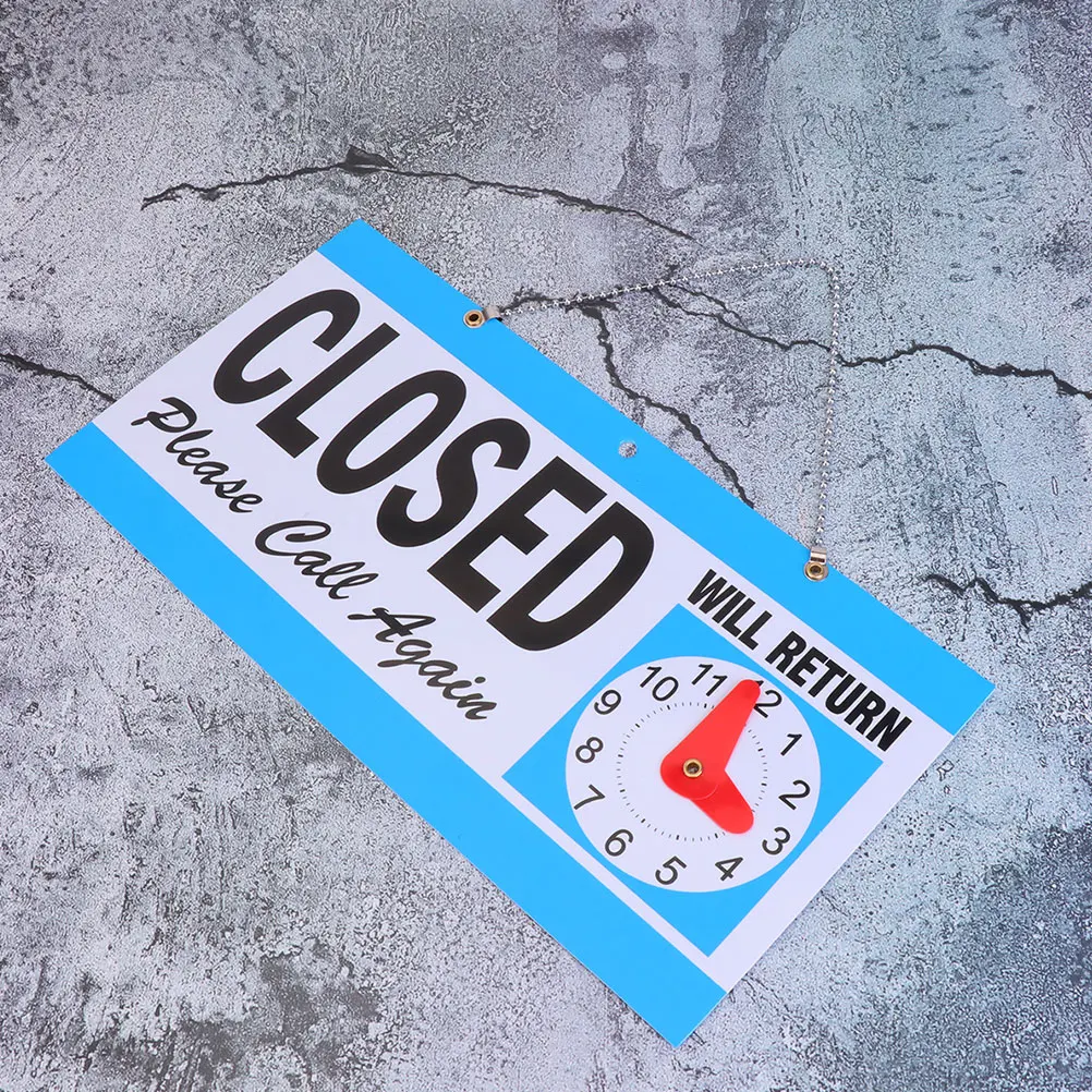 

2Pcs PVC Signs with Clock for Office Hours Open Closed Store Lobby Open Signs Operation Sign Kit Lobby Decorative