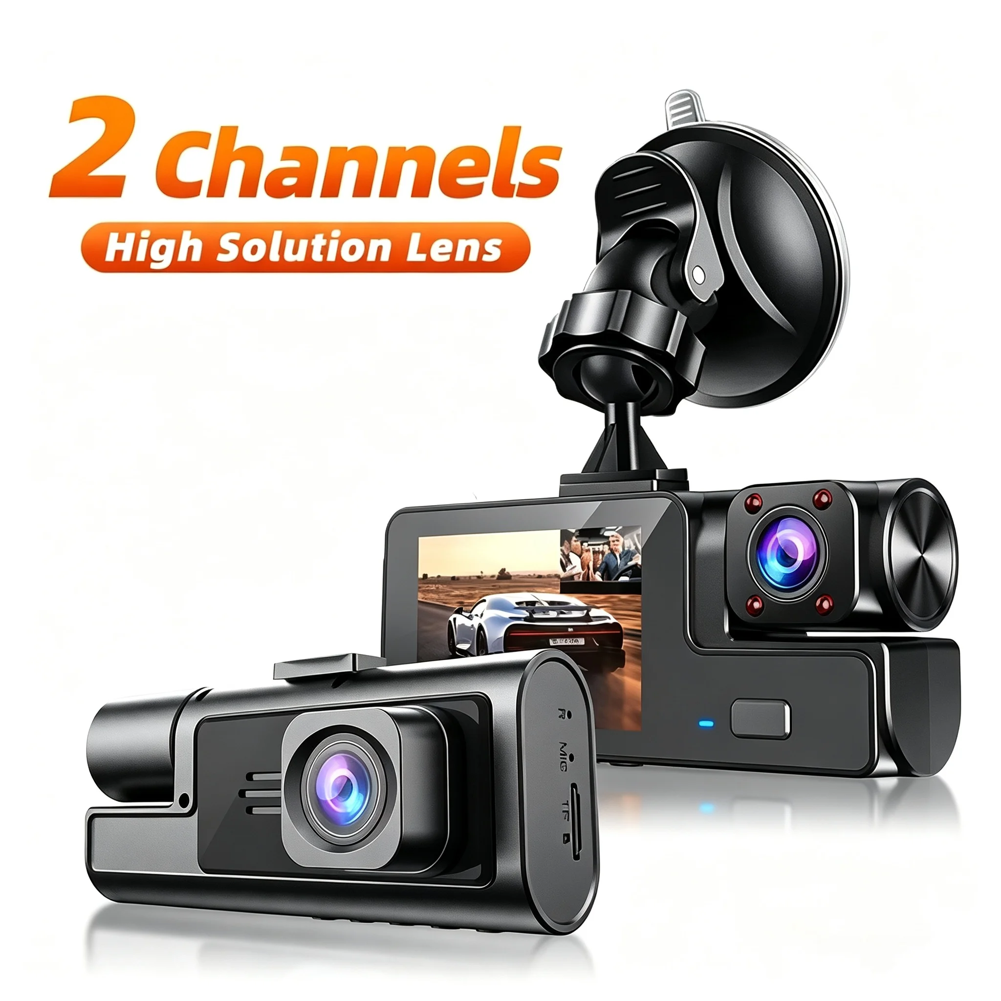 2-Lens Car Dashboard Video Cam, FHD1080P Dash Cam for Cars, Front And inside, with 4IR Night Vision, Loop Recording, 170° Wide Angle Car DVR Camera