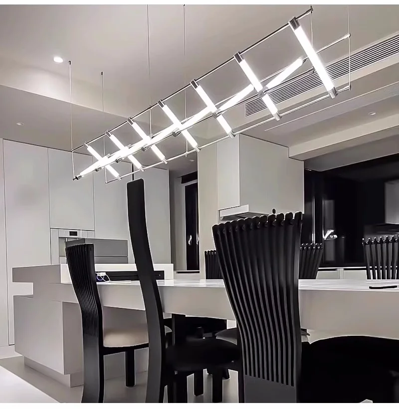 Steel Bar LED Pendant Lights Kichen Island Acrylic