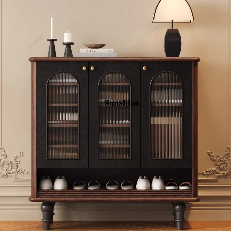 

Французский ретро-шкаф для обуви из массива дерева, многослойный, с окрашенными дверцами, для прихожей/коридора