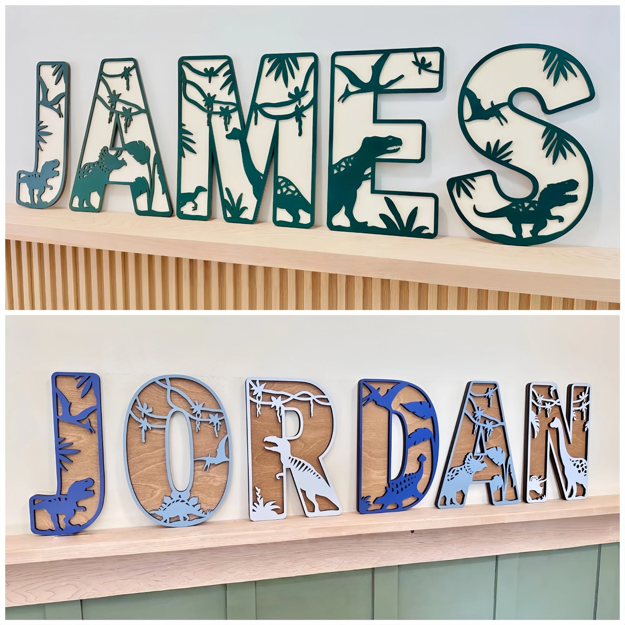 Personalized Wooden Dinosaur Name Letters – Custom 26 Alphabet Wall Decor for Kids Room, Nursery, Boys Girls Bedroom Name Sign image 4