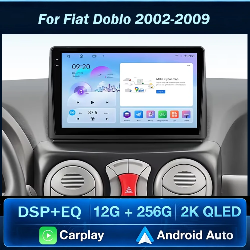 Car Radio For FIAT Doblo 2002 2003 2004 2005 - 2017 Android Multimidia Video Player  QLED Screen Autoradio GPS Navi No 2din DVD