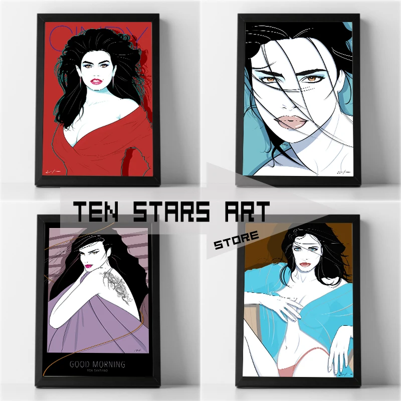 LADIES OF THE 80's Poster Canvas Printing Patrick Nagel Style Wall Art Decor Multi Print Cindy Crawford Stephanie Seymour Decor