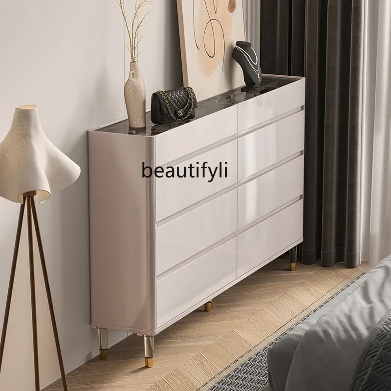 

Ultra-thin bedroom eight-bucket cabinet light luxury bedside TV cabinet narrow storage cabinet storage