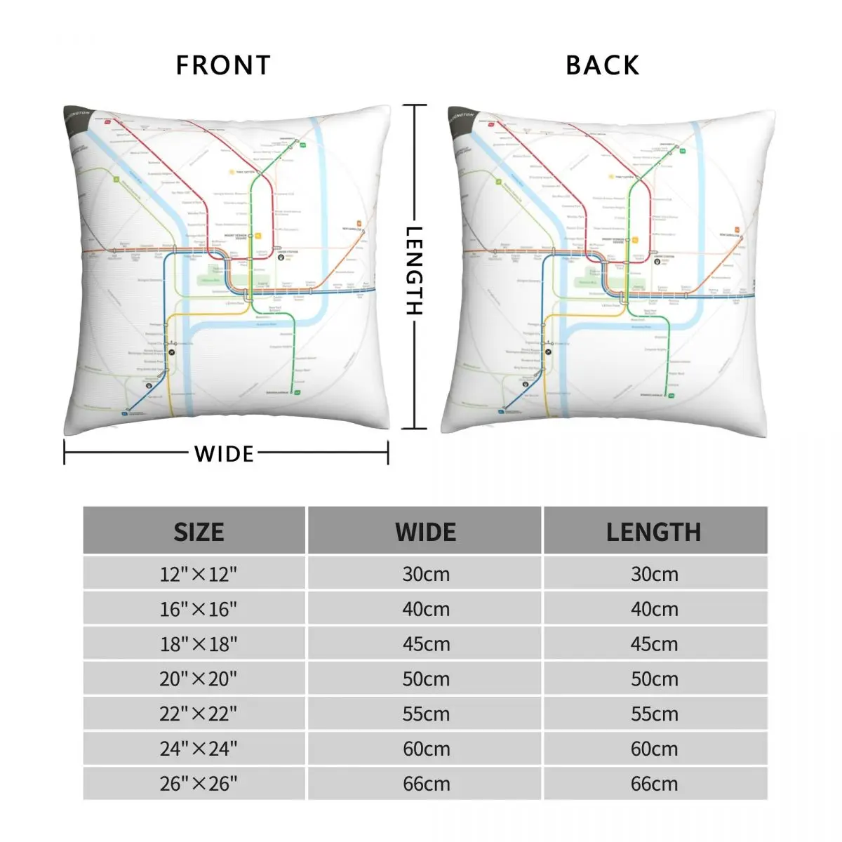 Washington Metro Map Square Pillowcase Polyester Linen Velvet Printed Zip Decor Pillow Case Sofa Cushion Cover Wholesale 45x45