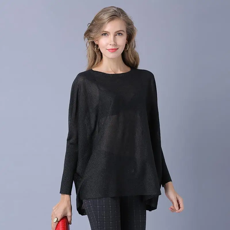 

Женский тонкий длинный пуловер, вязаный свитер, ультра-легкий цельный пуловер для поездок на работу, весна 2024 г.