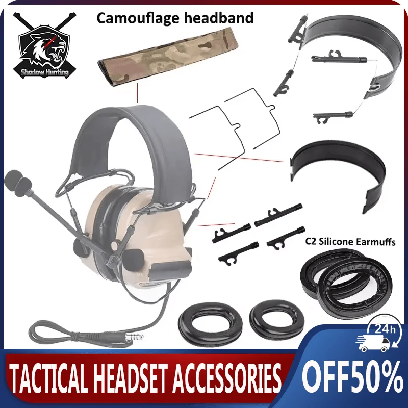 

Wadsn Tactical Headset Accessories Comtact II III Sordin Silicone Earmuff C2 Earphone Hold Bracket Hunting Headsets Support Set