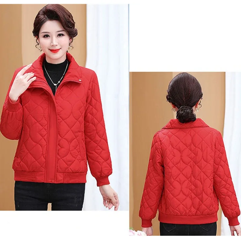 เสื้อแจ็คเก็ตพัฟเฟอร์ไซส์ใหญ่ 5XL สไตล์เกาหลี สำหรับผู้หญิง แฟชั่นปี 2025 เสื้อโค้ทพาร์กาคอตั้ง ทรงหลวม บุผ้าฝ้าย สำหรับฤดูหนาว