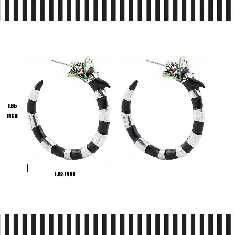 Gothic Coral Snake Earrings Halloween Horror Beetle Snake Juice Hoop Earrings for Women Cosplay Costume Halloween Accessories