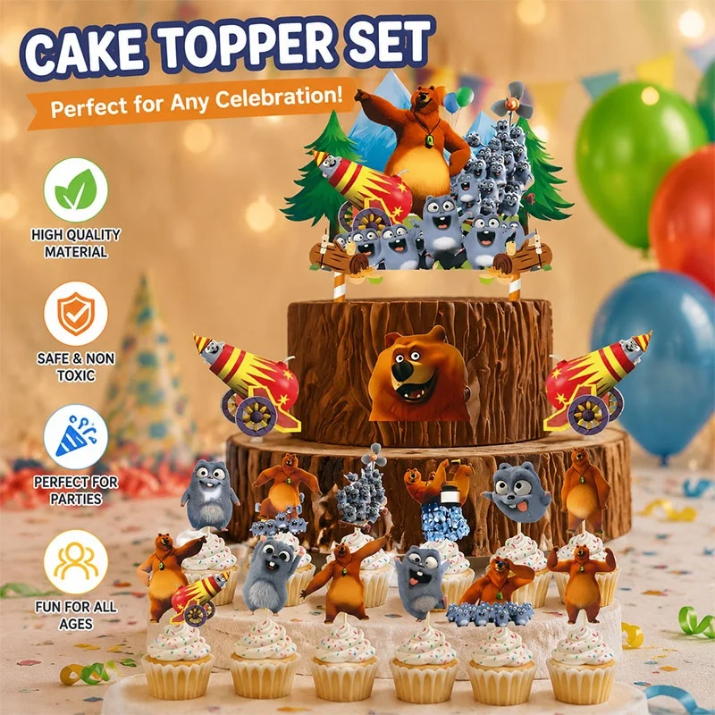 Grizzy and Lemmings Party Supplies Set Jungle Theme Disposable Tableware Paper Birthday Picnic Holiday Celebration Decor view 3
