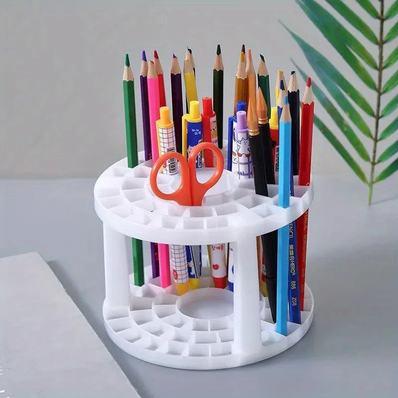 49frames Compartment Large Capacity Makeup Brush Organizer Multi Hole Pen Insert Round Brush Holder Plastic Brush Storage Tube