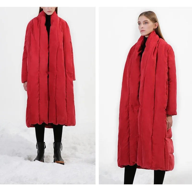 

Luxury High Quality Winter Warm Long Down Coats Plus Size Oversized Thicken Cape-Style Down Jacket for Women Puffer Jacket Trend