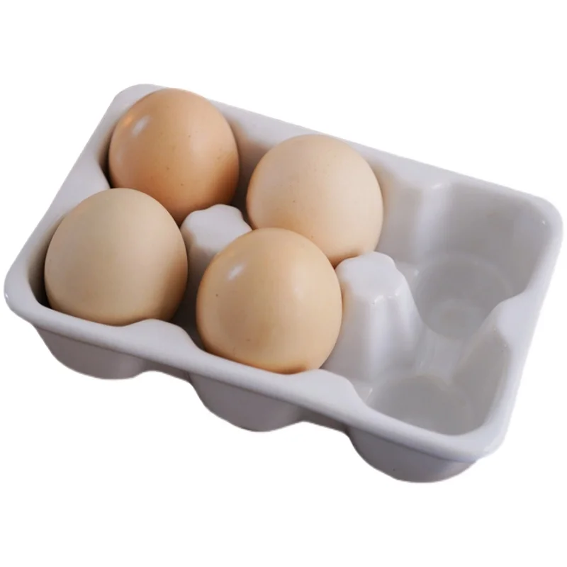 European White 6-compartment Ceramic Egg Storage Tray Simple Breakfast Egg Basket Multi-functional Storage Tray Kitchen Utensils