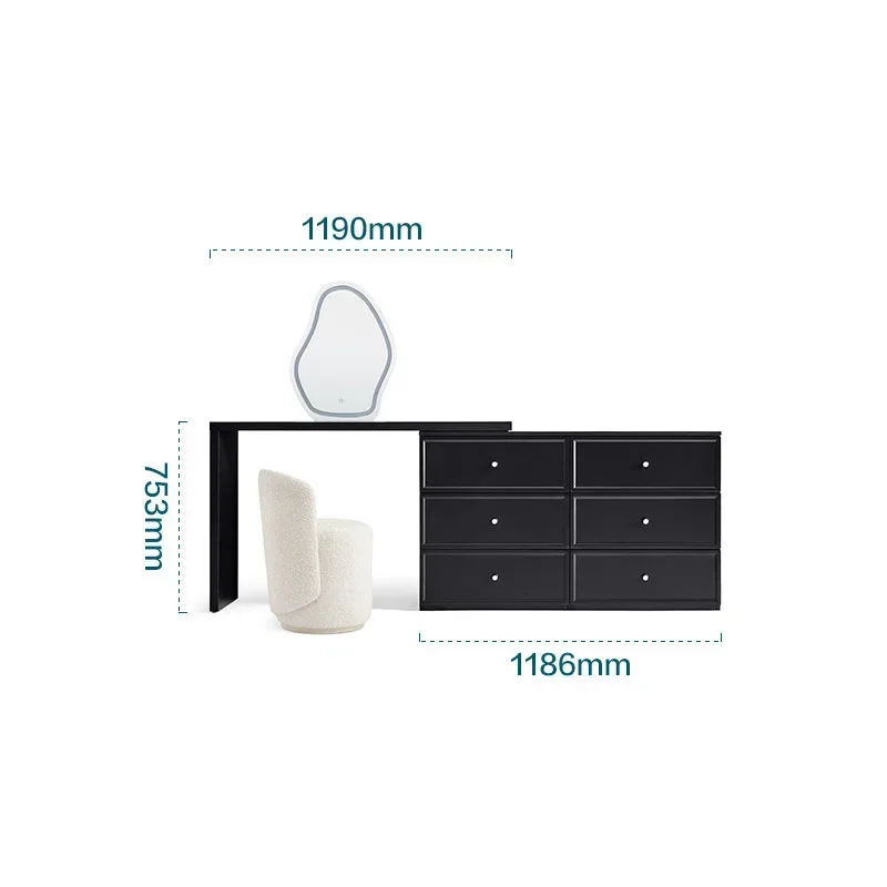 Makeup Dressing Table Bedroom Black Drawers Accessories Computer Coffee Vanity Table Comfortable Vestidores Postmodern Furniture