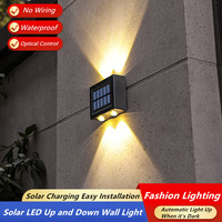 2pcs Outdoor Courtyard Lighting Solar Energy Wall Washer Light 4LED Waterproof Villa Garden Landscape Decorative Ambient Lamp