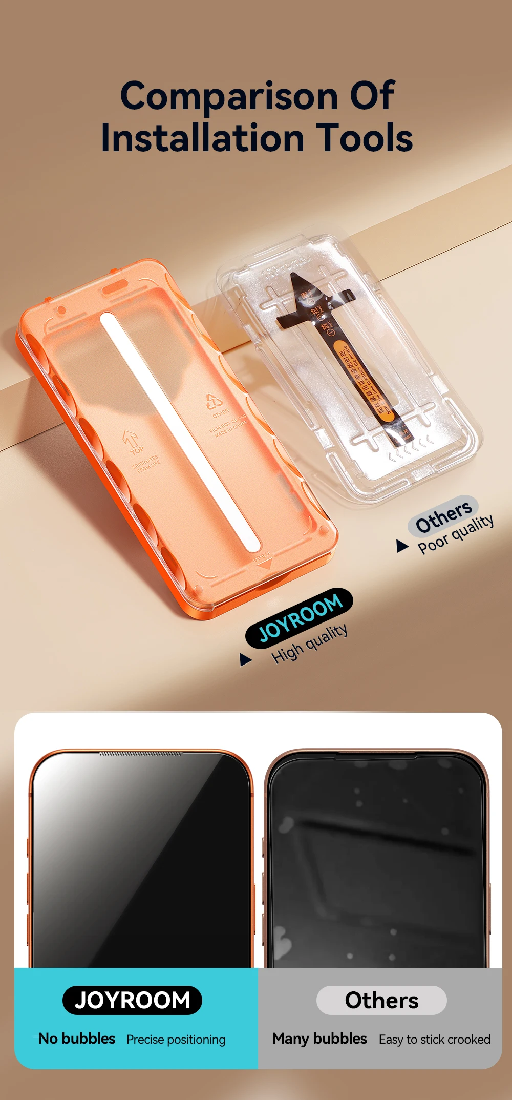 Joyroom 3/2/1 Stück Glas für iPhone 18 17 ProMax Displayschutzfolie Vollbild Staubfreies HD Panzerglas für iPhone 17 16 Pro Max – Detail 4