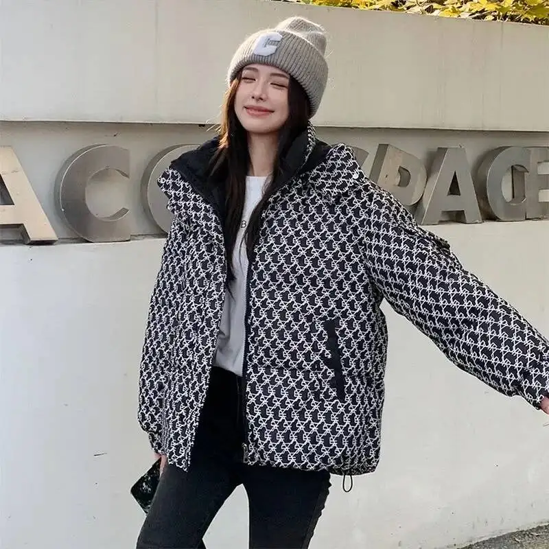 Autumn Winter Down Cotton Coat Women 2026 New Fashion Loose Thicken Jacket Hooded Zipper Pocket Stand-Up Collar Outerwear Female