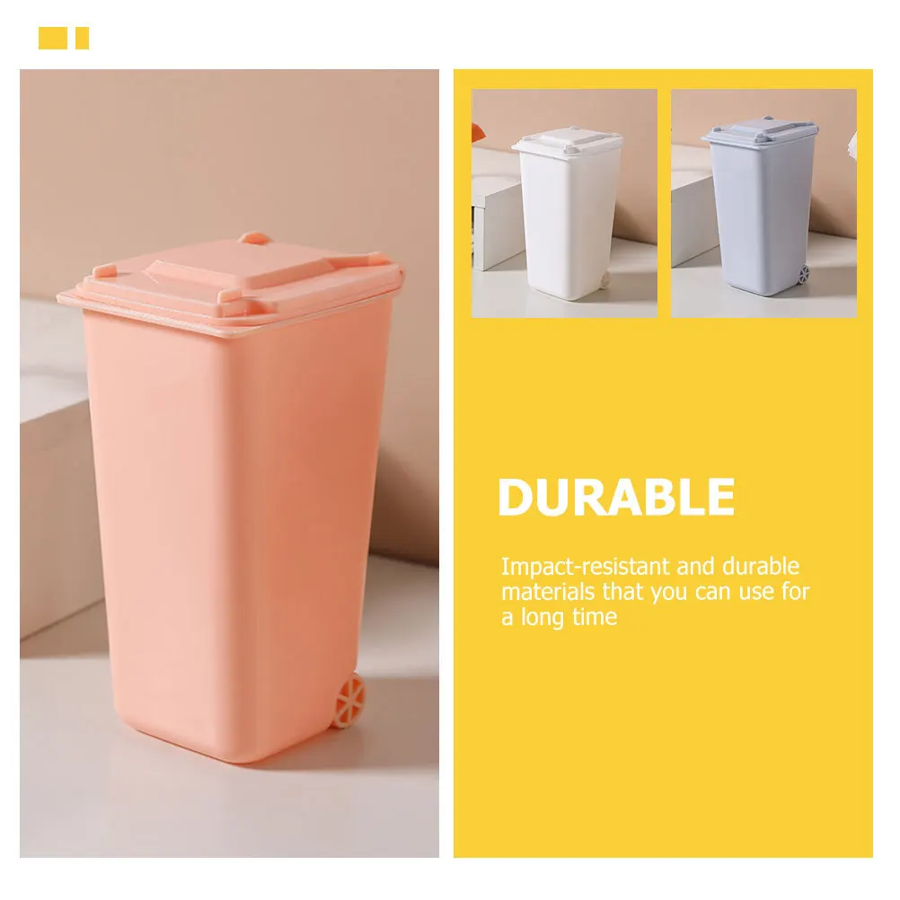 4Pcs Desktop Trash Can Mini Garbage Bin with Lid Clamshell Design for Office Desk Organizer Pencil Holder Tabletop Recycling