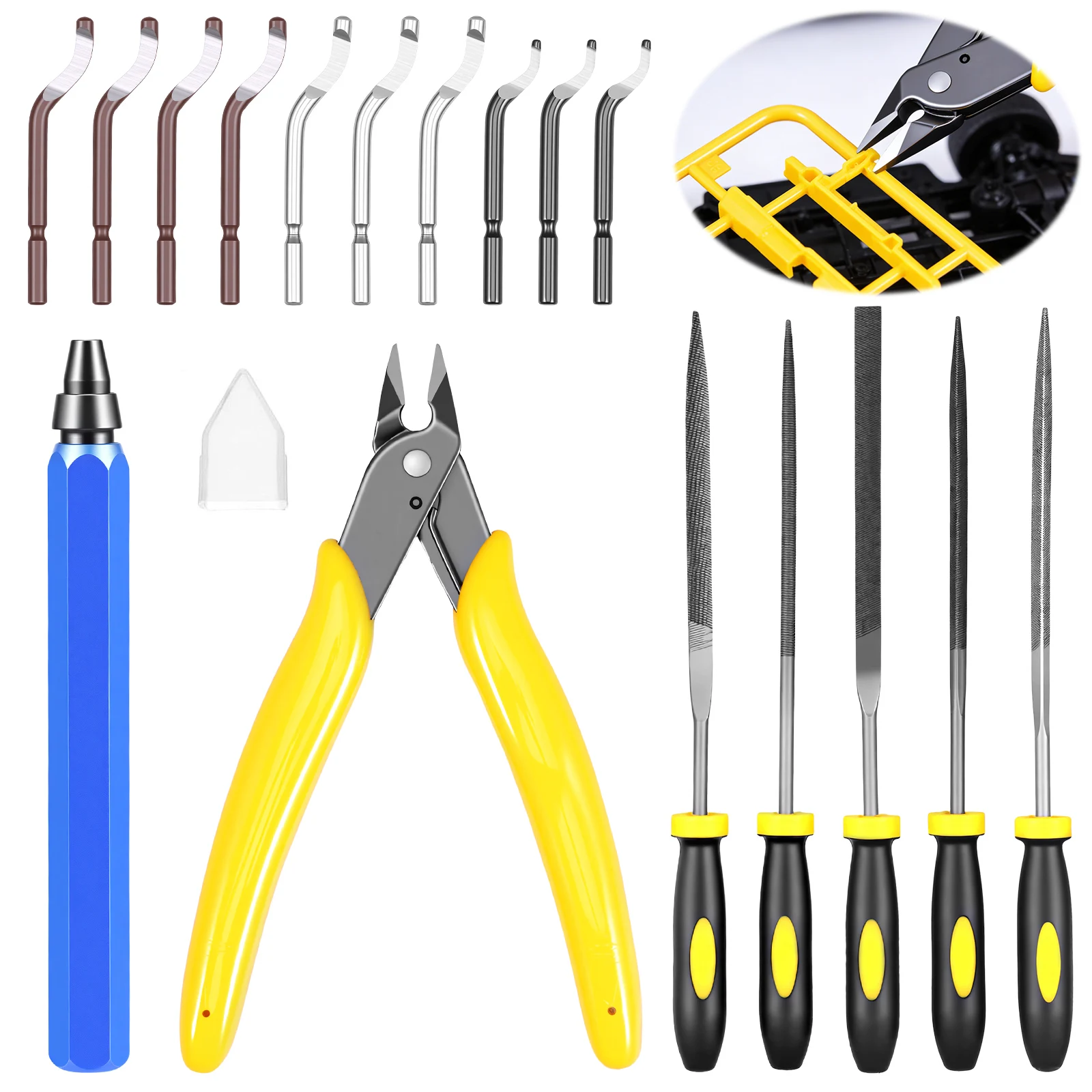 

Deburring Tool for 3D Printer 10pc Multiuse Blade Removing Burr 5Pcs Needle File Micro Wire Cutter for 3D Print Plastic Model
