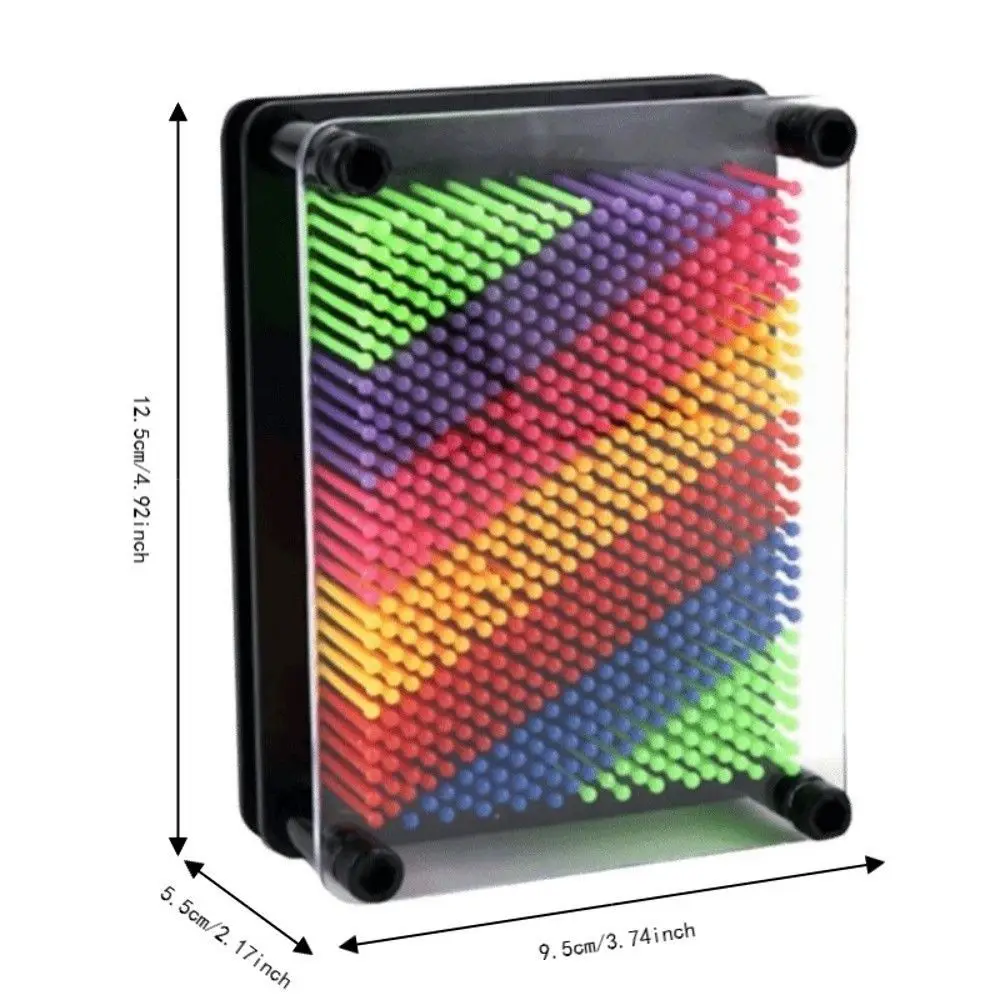 Classic 3D Effect Pin Art Board Novel Design Rainbow Color Pin Art Compact Size 3D Pin Sculpture Stress Relief