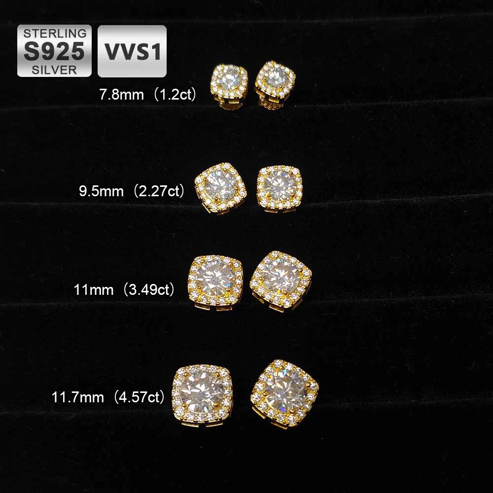 High End Jewelry 925 Sterling Silver Square Iced Out VVS Moissanite Earrings Shining Through Diamond Testing Hip Hop Party Gifts
