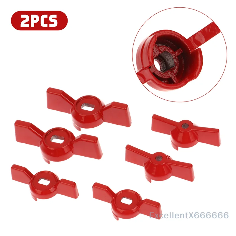 Two Pack Aluminum Valve Handle & Wrench, Butterfly Handle Attachment in Red