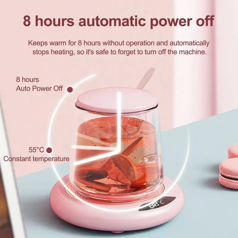 USB Cup Warmer Mini Portable Coffee Mug Heating Coaster Smart Digital Display Thermostatic Adjustment Timing Heater For Milk Tea