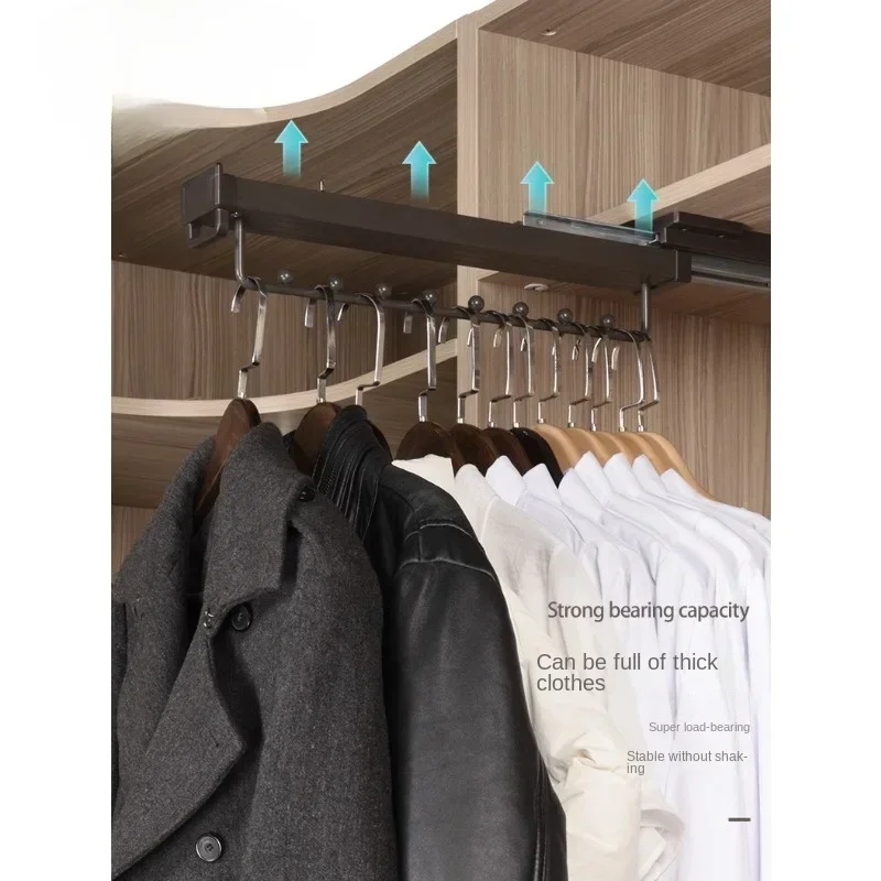 Pull-out clothing rod Shallow cabinet Top-mounted clothing rod Wardrobe Longitudinal telescopic hanger Hardware accessories