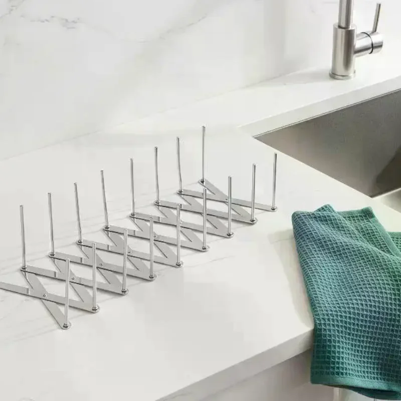 Stainless Steel Dish Rack Adjustable Foldable Kitchen Drainer Utensil Holder Rust Resistant for Daily Dish Storage