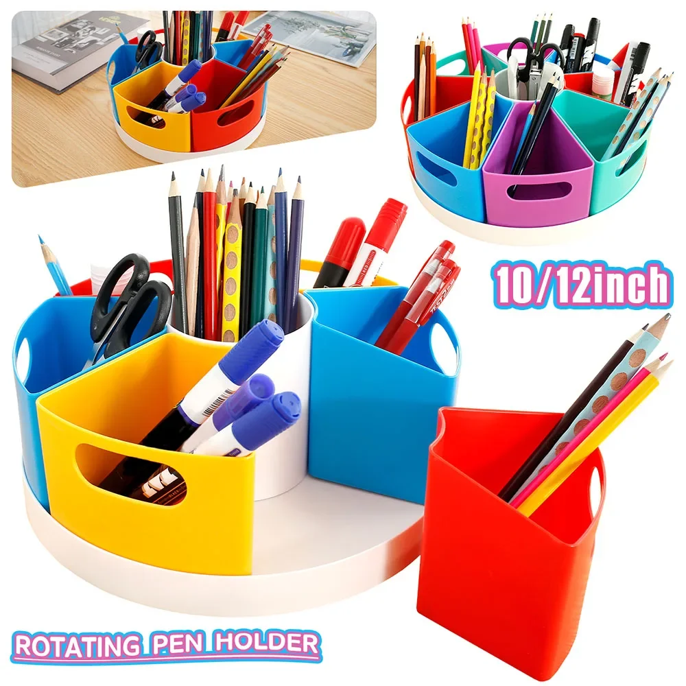 10/12inch Creative Rotating Storage Caddy 360° Rotatable Art Supply Organizer Portable Rotating Marker Desk Organizer for Office