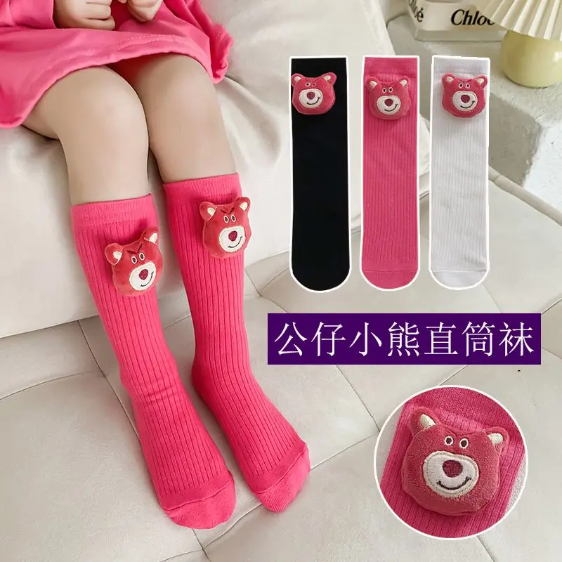 

New Miniso 1-10 Years Old Kawaii Disney Ins Fashion Lotso Girls Socks Cute Cartoon Strawberry Bear Cotton Socks Cute Doll Gift