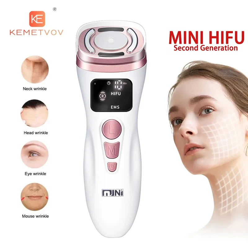 New Mini HIFU Ultrasonic Machine EMS Micro Current Facial Treatment Beauty Apparatus Firming Skin Care Anti Wrinkle