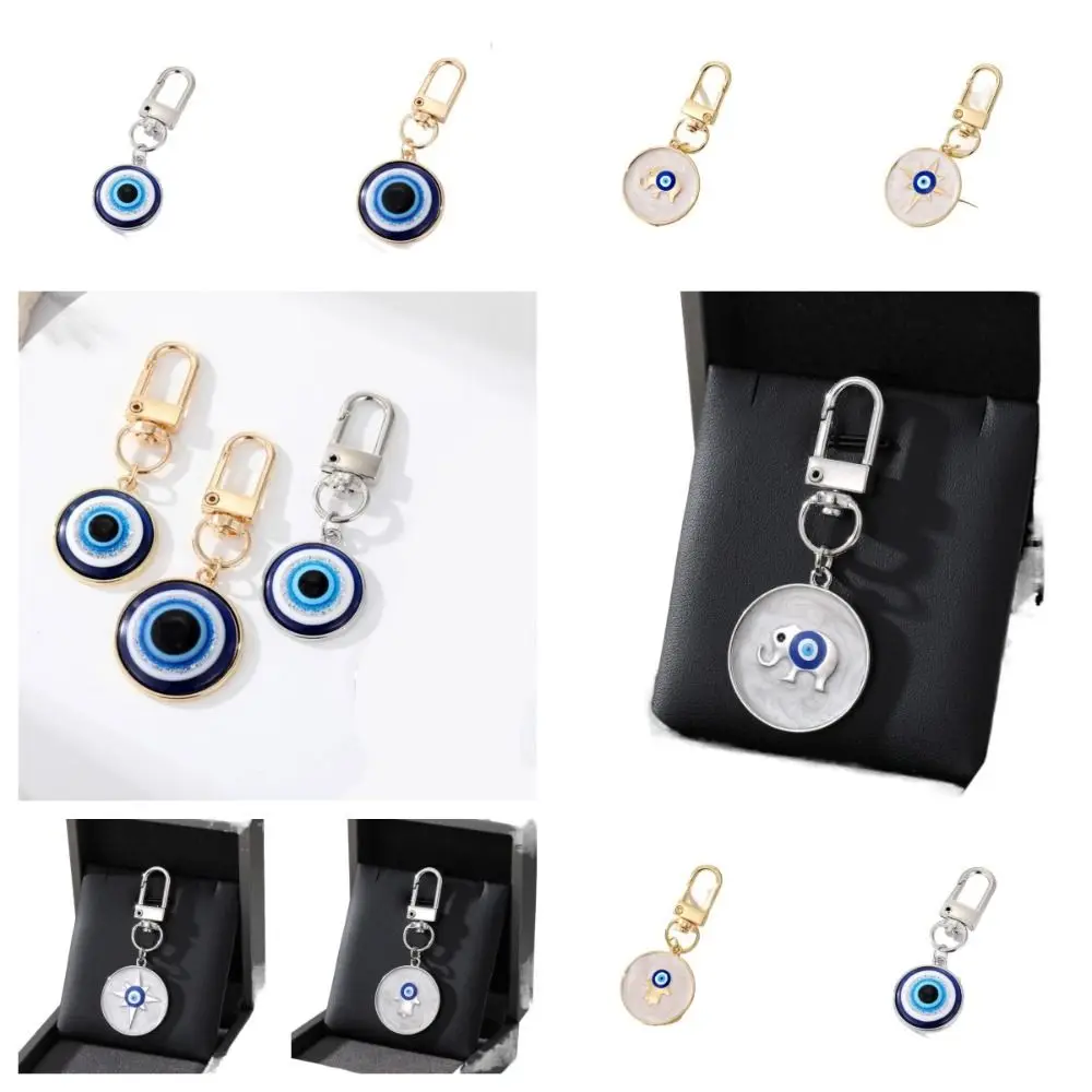 Little Fresh Resin Star Demon Eye Keychain Alloy Dripping Oil Turkish Blue Eye Pendant Palm Bag Pendents Daily