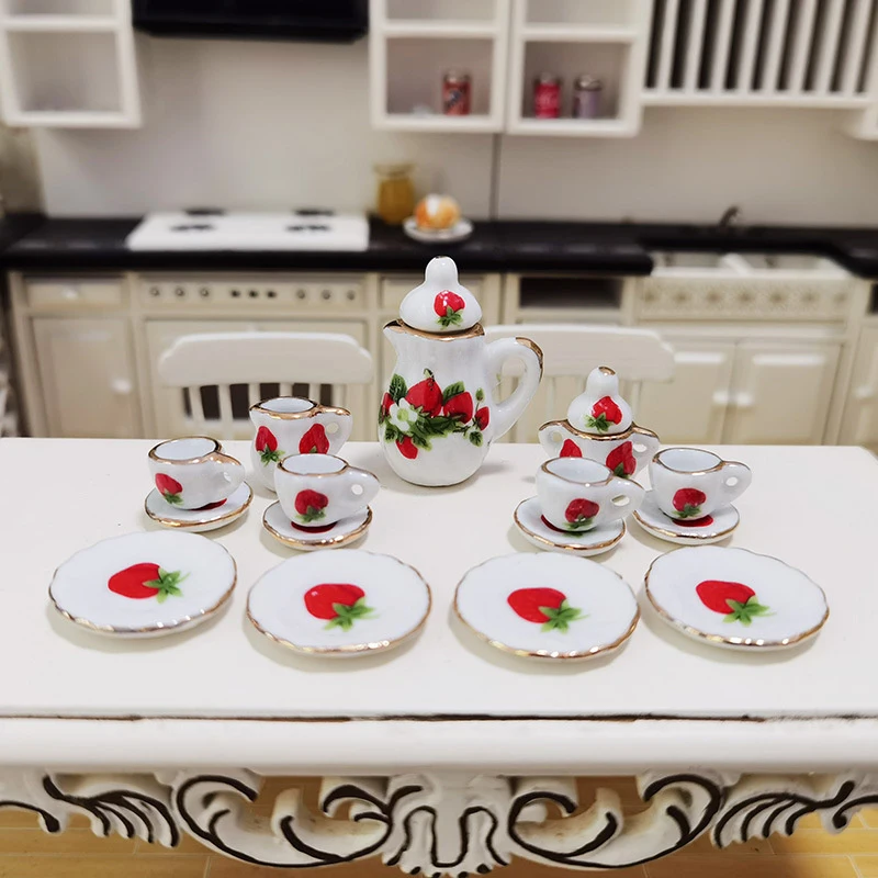 1 set miniatuur servies fantasiespel speelgoed 1:12 poppenhuis mini keuken keramische theekop voor popaccessoires